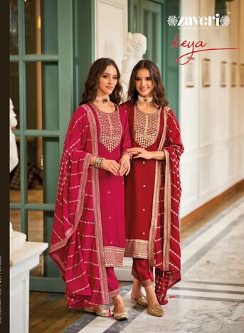 ZAVERI KEYA SILK EMBROIDERY READYMADE SUITS WHOLESALER
