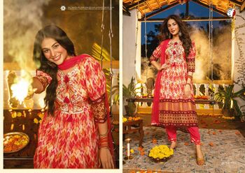 ANJU FABRICS JASHN CHINON ANARKALI KURTI PANT WITH DUPTTA LATEST CATALOGUE