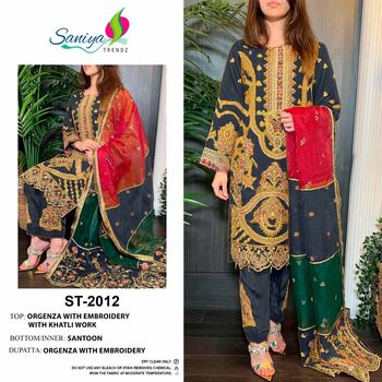 SANIYA TRENDZ ST 2012 ORGANZA PAKISTANI SUITS CATALOGUE