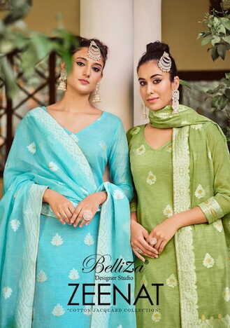 BELLIZA ZEENAT PURE COTTON JACQUARD SUITS SUPPLIER SURAT