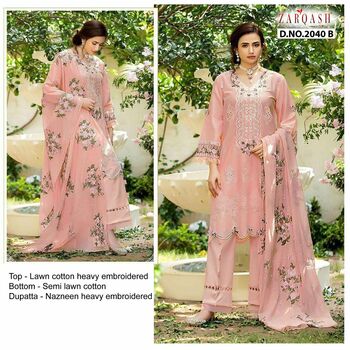 ZARQASH ADAN ROSE 2040 LAWN COTTON PAKISTANI SUITS NEW CATALOGUE