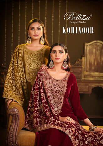 BELLIZA KOHINOOR 815 SERIES VELVET EMBROIDERY SUITS SURAT