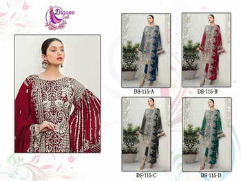 DINSAA SUIT DS 115 FOUX GEORGETTE PAKISTANI SUITS WHOLESALE