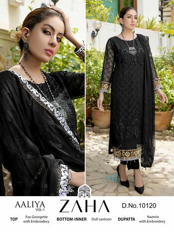 ZAHA AALIYA VOL 1 GEORGETTE EMBROIDERY PAKISTANI SUITS WHOLESALE