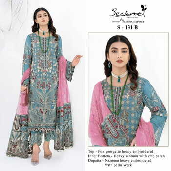 SERENE S 131 FOUX GEORGETTE EMBROIDERY PAKISTANI SUITS