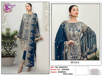 DINSAA SUIT DS 115 FOUX GEORGETTE PAKISTANI SUITS WHOLESALE