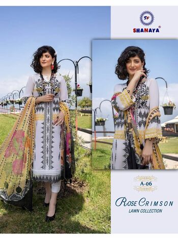 SHANAYA ROSE CRIMSON LAWN COLLECTION PAKISTANI SUITS WHOLESALER