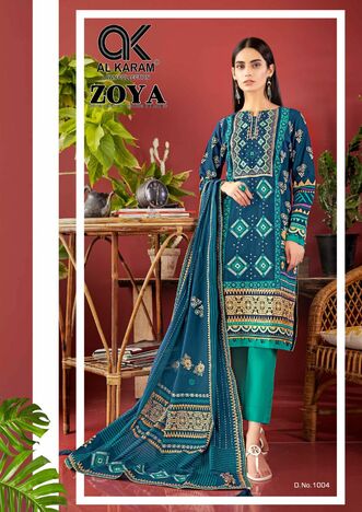 AL KARAM ZOYA JAAM COTTON DIGITAL PRINT KARACHI SUITS BEST PRICE