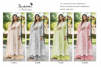 SERENE S 62 LAWN COTTON PAKISTANI SUITS CATALOGUE