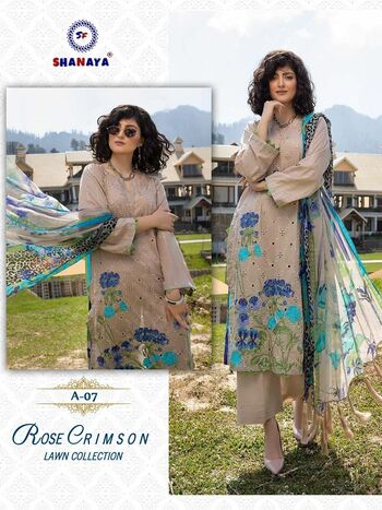 SHANAYA ROSE CRIMSON LAWN COLLECTION PAKISTANI SUITS WHOLESALER