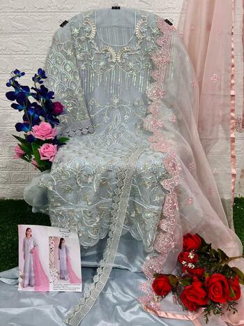 SERENE S 90 ORGANZA EMBROIDERY PAKISTANI SUITS CATALOGUE