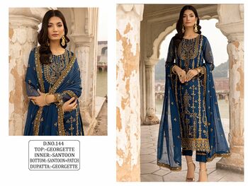 KALEESHA FASHION 144 SERIES GEORGETTE PAKISTANI SUITS NEW CATALOGUE