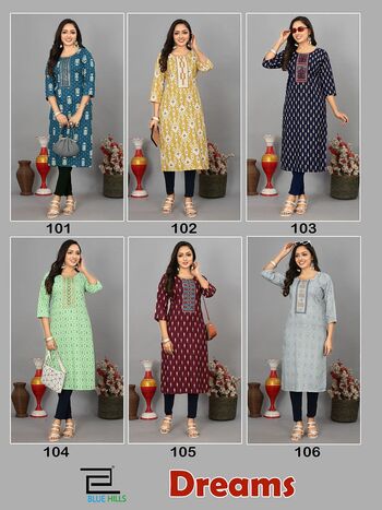  BLUE HILLS DREAMS EMBROIDERY KURTI MANUFACTURE IN SURAT 