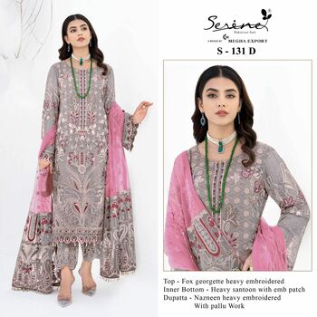 SERENE S 131 FOUX GEORGETTE EMBROIDERY PAKISTANI SUITS