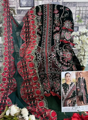 ZAHA AAFIYA VOL 1 VELVET EMBROIDERY SUITS NEW CATALOGUE