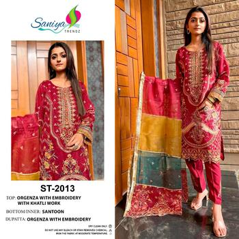 SANIYA TRENDZ ST 2011 2012 & 2013 ORGANZA PAKISTANI SUITS CATALOGUE