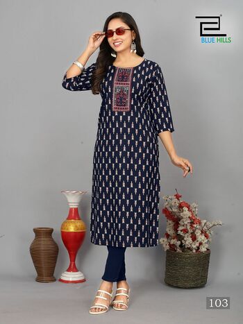  BLUE HILLS DREAMS EMBROIDERY KURTI MANUFACTURE IN SURAT 