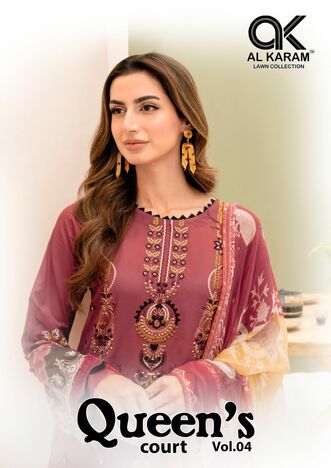 AL KARAM QUEENS COURT VOL 4 PAKISTANI LAWN KARACHI SUITS WHOLESALER