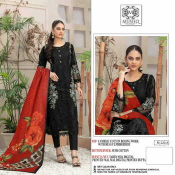 MUSHQ M 220 & 222 COTTON EMBROIDERY PAKISTANI SUITS BY SHRADDHA