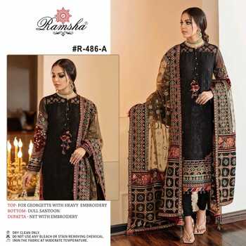 RAMSHA PRESENT R 486 NX GEORGETTE EMBROIDERY PAKISTANI SUITS