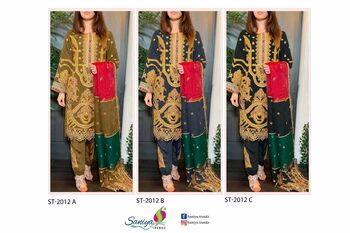 SANIYA TRENDZ ST 2012 ORGANZA PAKISTANI SUITS CATALOGUE