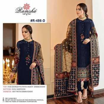 RAMSHA PRESENT R 486 NX GEORGETTE EMBROIDERY PAKISTANI SUITS