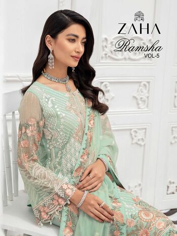 ZAHA RAMSHA VOL 5 GEORGETTE EMBROIDERY PAKISTANI SUITS