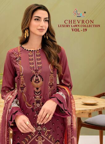 SHREE FABS CHEVRON VOL 19 PAKISTANI SUITS WHOLESALER COTTON DUPATTA 