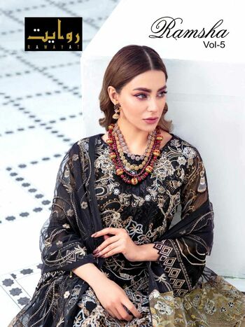 RAWAYAT RAMSHA VOL 5 FOUX GEORGETTE PAKISTANI SUITS