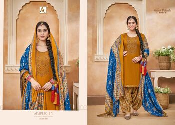 ALOK SUITS NIGAAR PATIYALA VOL 3 VISCOSES RAYON SLUB PRINT SUITS SURAT