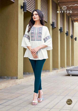 MITTOO VICTORIA VOL 4 RAYON PRINTED SHORT TOP WHOLESALE PRICE