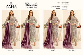 ZAHA RAMSHA VOL 6 GEORGETTE EMBROIDERY PAKISTANI SUITS SURAT