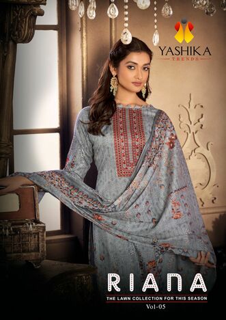 YASHIKA TRENDS RIANA VOL 5 LAWN KARACHI SUITS SURAT SUPPLIER 