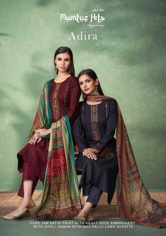 MUMTAZ ARTS ADIRA JAM SATIN DIGITAL PRINTED SUITS SURAT SUPPLIER