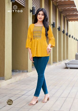 MITTOO VICTORIA VOL 4 RAYON PRINTED SHORT TOP WHOLESALE PRICE