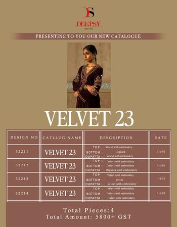 DEEPSY SUITS VELVET 23 EMBROIDERY PAKISTANI SUITS SUPPLIER SURAT