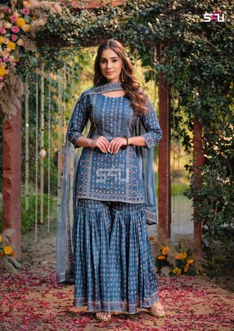 S4U AFREEN HANDWORK KURTI SHARARA CATALOGUE FOR FESTIVAL SEASON