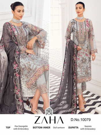 ZAHA RAMSHA VOL 5 GEORGETTE EMBROIDERY PAKISTANI SUITS