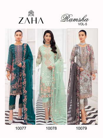 ZAHA RAMSHA VOL 5 GEORGETTE EMBROIDERY PAKISTANI SUITS