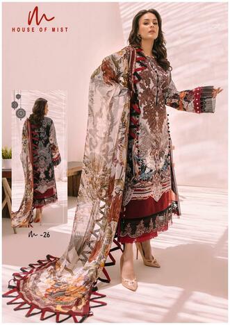 HOUSE OF MIST GHAZAL VOL 3 PAKISTANI LAWN KARACHI SUITS SUPPLIER IN SURAT