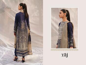 TAJ CREATIONS JADE SOLITAIRE COTTON EMBROIDERY PAKISTANI SUITS SURAT