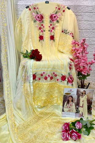 RAMSHA R 528 NX LIGHT GEORGETTE EMBROIDERY PAKISTANI SUITS