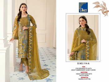 LIBAS 114 SERIES FOUX GEORGETTE PAKISTANI SALWAR SUITS CATALOGUE