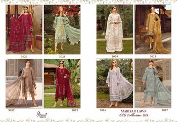 SHREE FABS MARIYA B LAWN EID COLLECTION 2023 3020 TO 3027 SERIES PAKISTANI SUITS