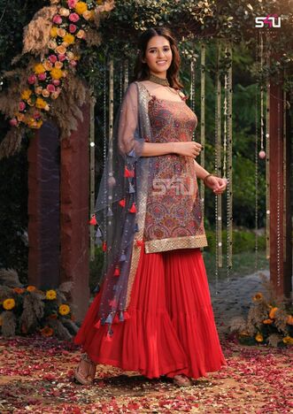 S4U AFREEN HANDWORK KURTI SHARARA CATALOGUE FOR FESTIVAL SEASON