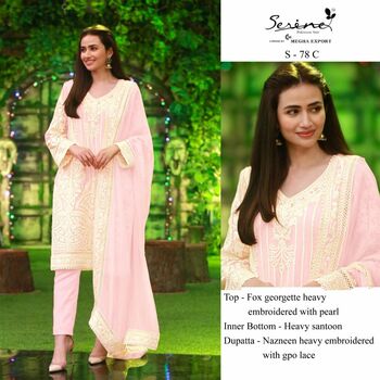 SERENE S 78 FOUX GEORGETTE EMBROIDERY PAKISTANI SUITS CATALOGUE