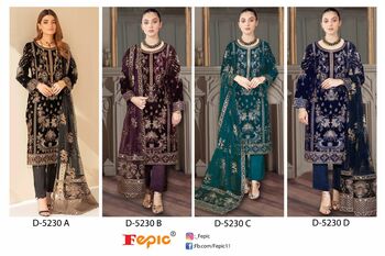 FEPIC ROSEMEEN D 5230 VELVET EMBROIDERY PAKISTANI SUITS CATALOGUE