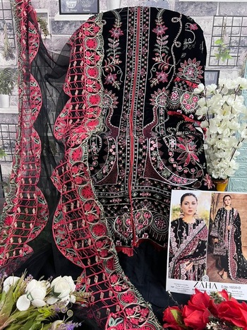 ZAHA AAFIYA VOL 1 VELVET EMBROIDERY SUITS NEW CATALOGUE