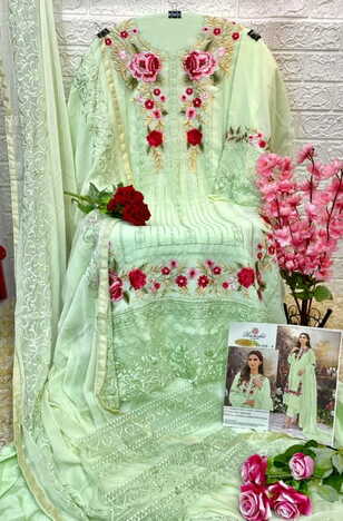 RAMSHA R 528 NX LIGHT GEORGETTE EMBROIDERY PAKISTANI SUITS