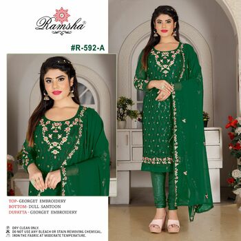 RAMSHA 592 NX GEORGETTE EMBROIDERY SUITS WHOLESALER SURAT